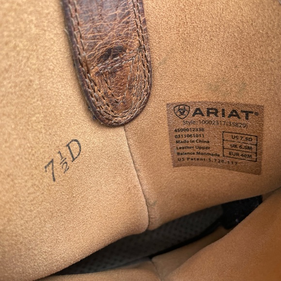 Brown soft leather Rambler square toe Ariat boots size 7 1/2 D - Picture 4 of 7